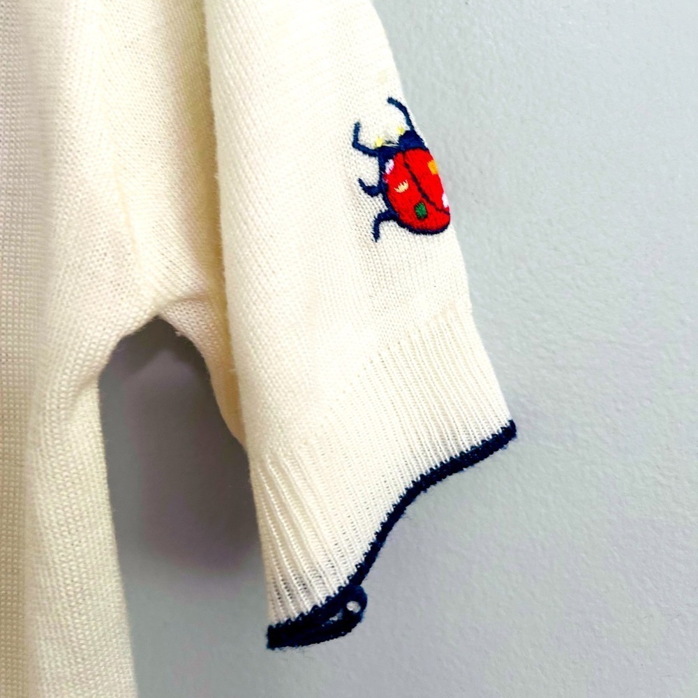 Vintage Rochelle California Embroidered Lady Bug V-Neck Sweater Size M estimate - Picture 4 of 8